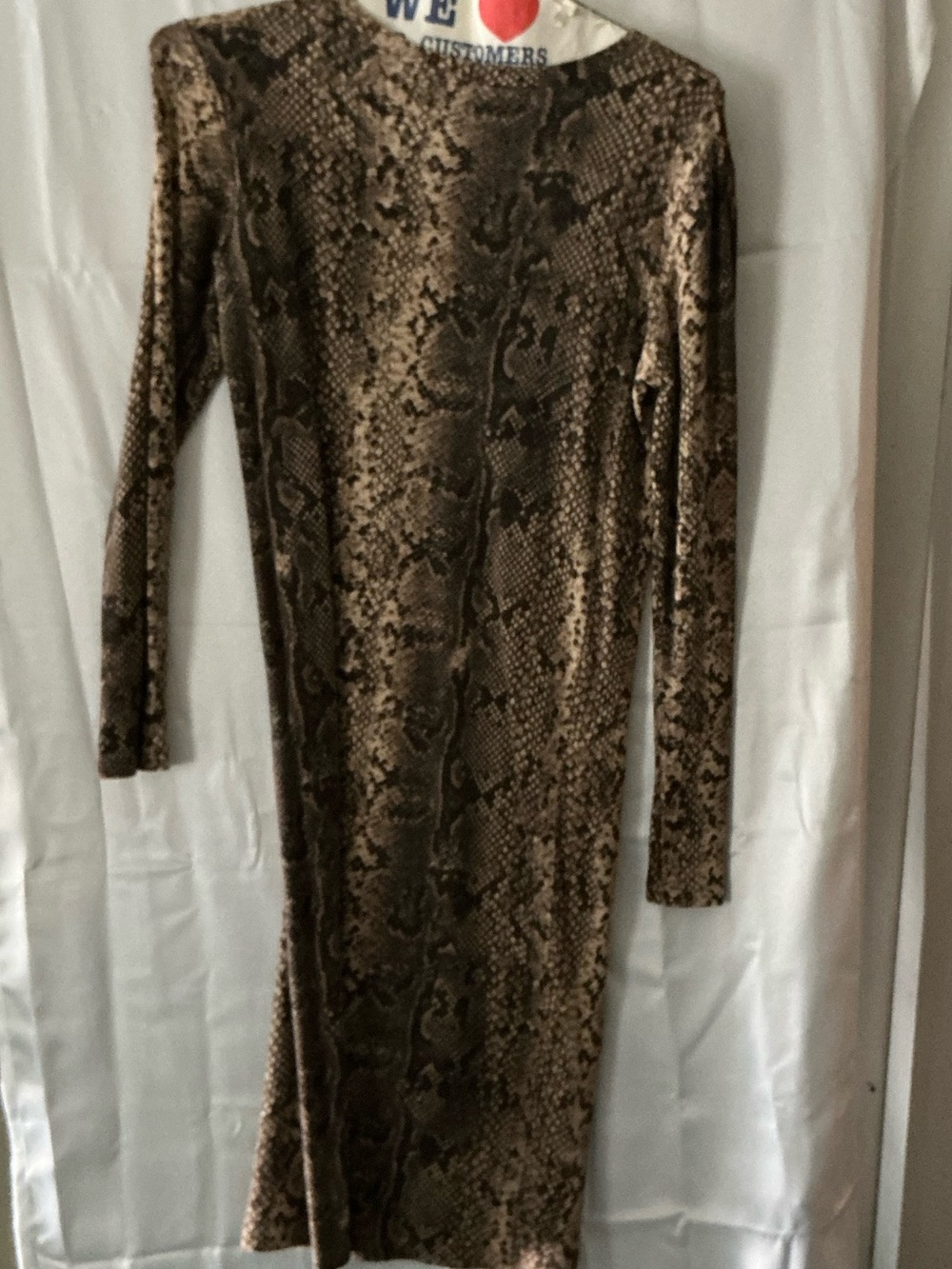 Zara Brown Snake-Print Long Sleeve Dress